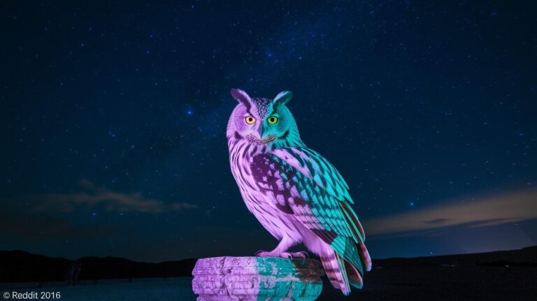 Cosmic Owl Radiates Mystical Cultural Splendor